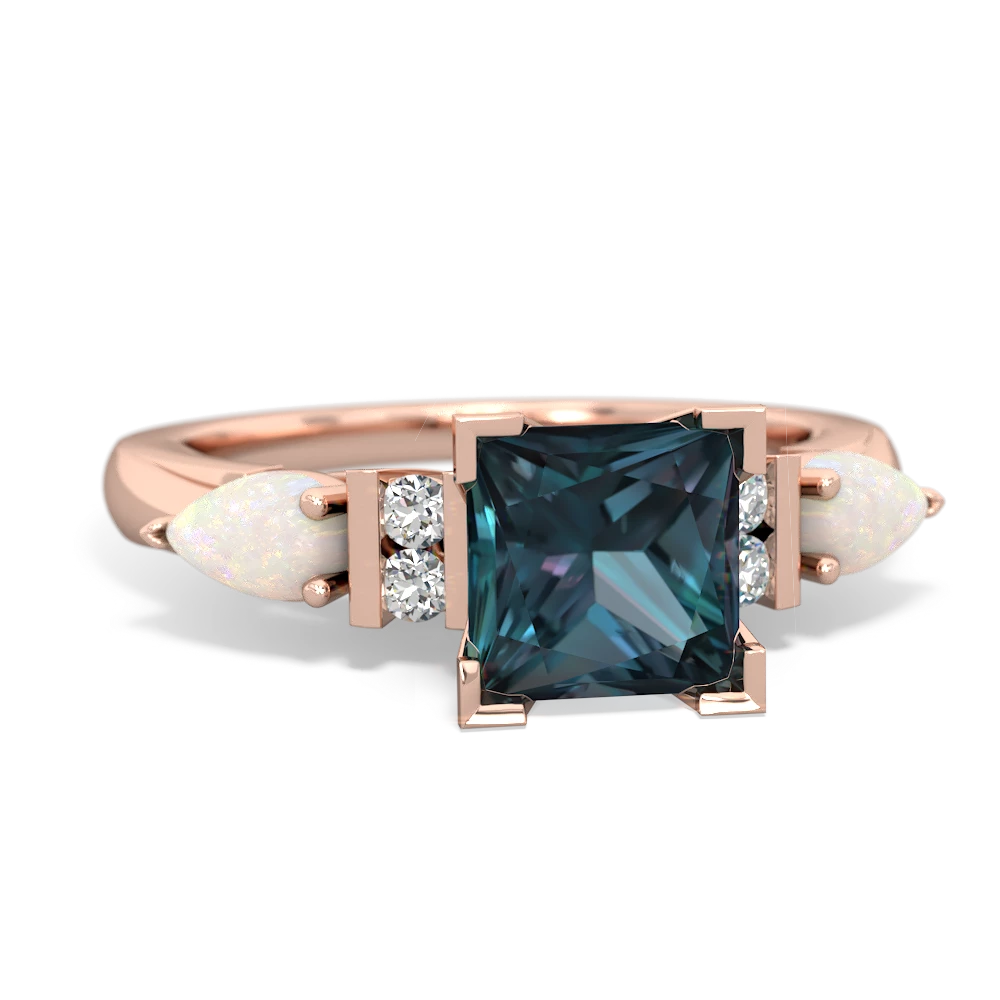 Alexandrite 6Mm Princess Eternal Embrace Engagement 14K Rose Gold ring C2002