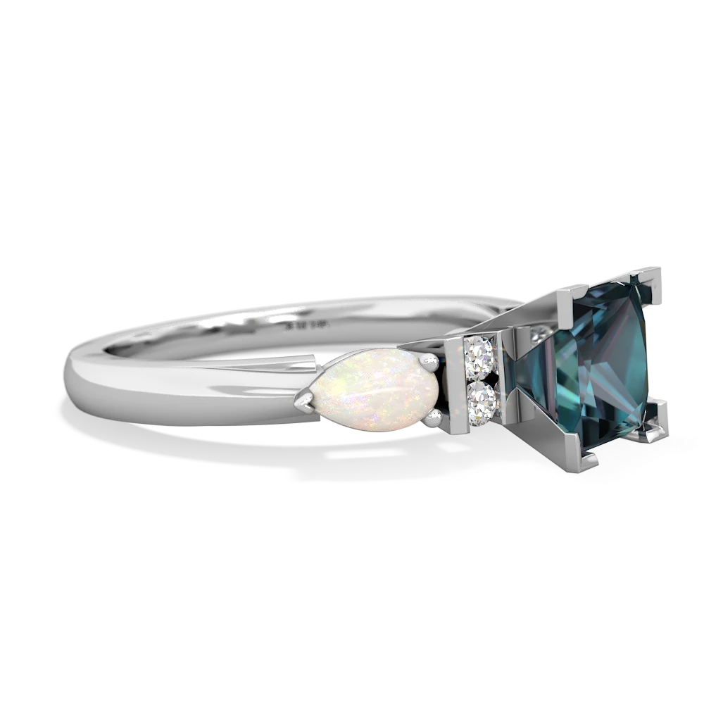 Alexandrite 6Mm Princess Eternal Embrace Engagement 14K White Gold ring C2002