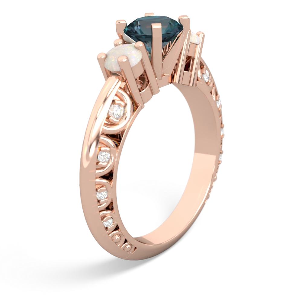 Alexandrite Art Deco Eternal Embrace Engagement 14K Rose Gold ring C2003