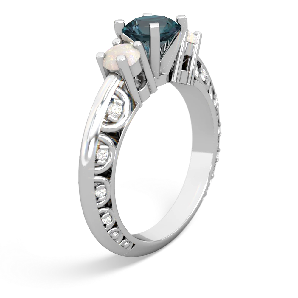 Alexandrite Art Deco Eternal Embrace Engagement 14K White Gold ring C2003