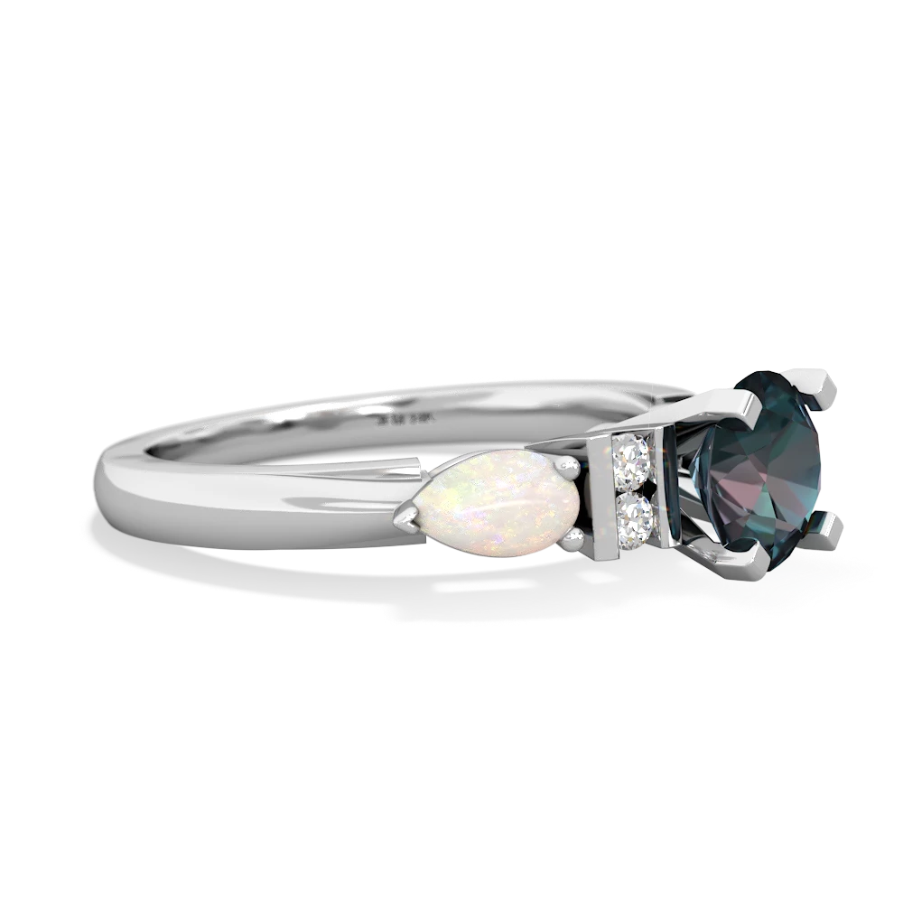 Alexandrite 6Mm Round Eternal Embrace Engagement 14K White Gold ring R2005