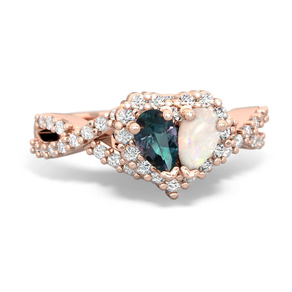 Alexandrite Diamond Twist 'One Heart' 14K Rose Gold ring R2640HRT