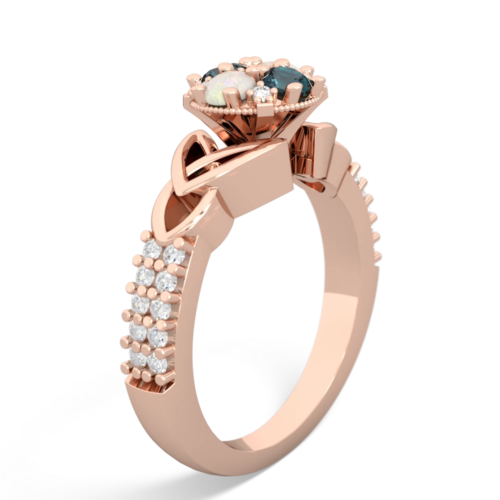 Alexandrite Celtic Knot Cluster Engagement 14K Rose Gold ring R26443RD