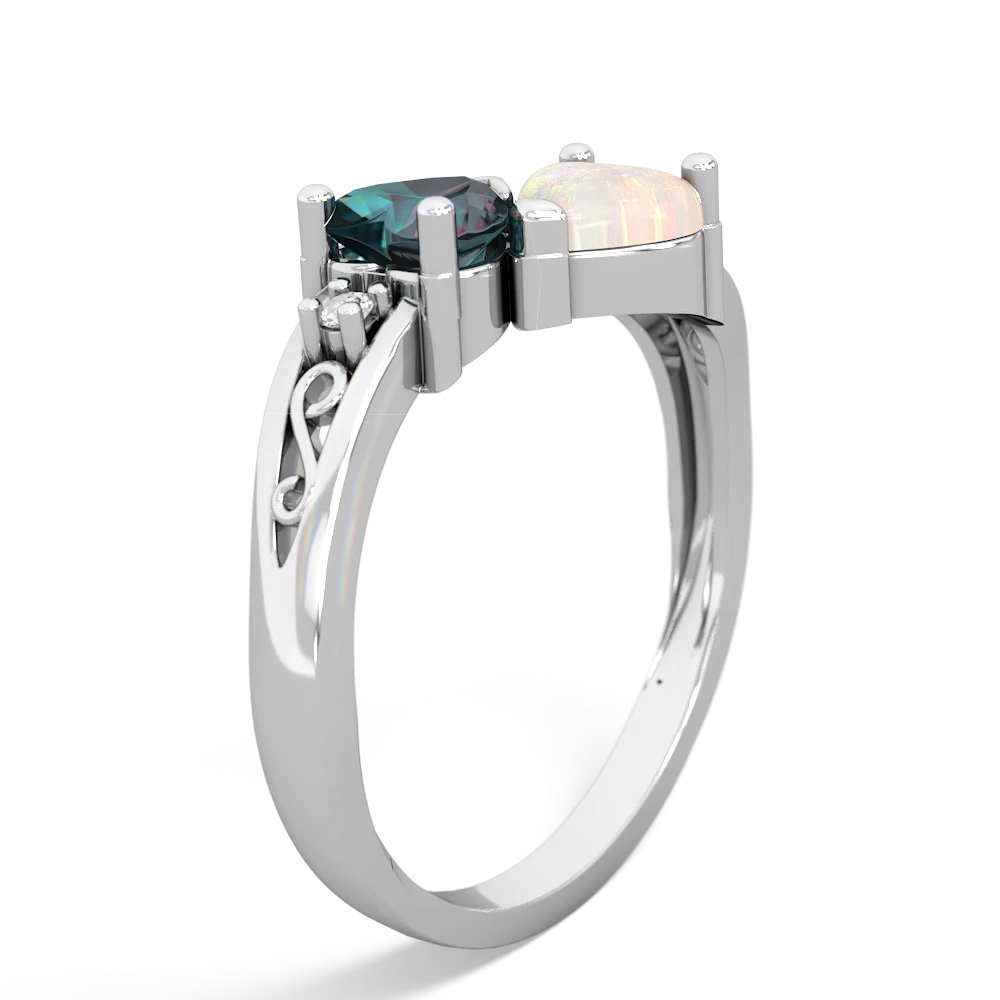 Alexandrite Snuggling Hearts 14K White Gold ring R2178