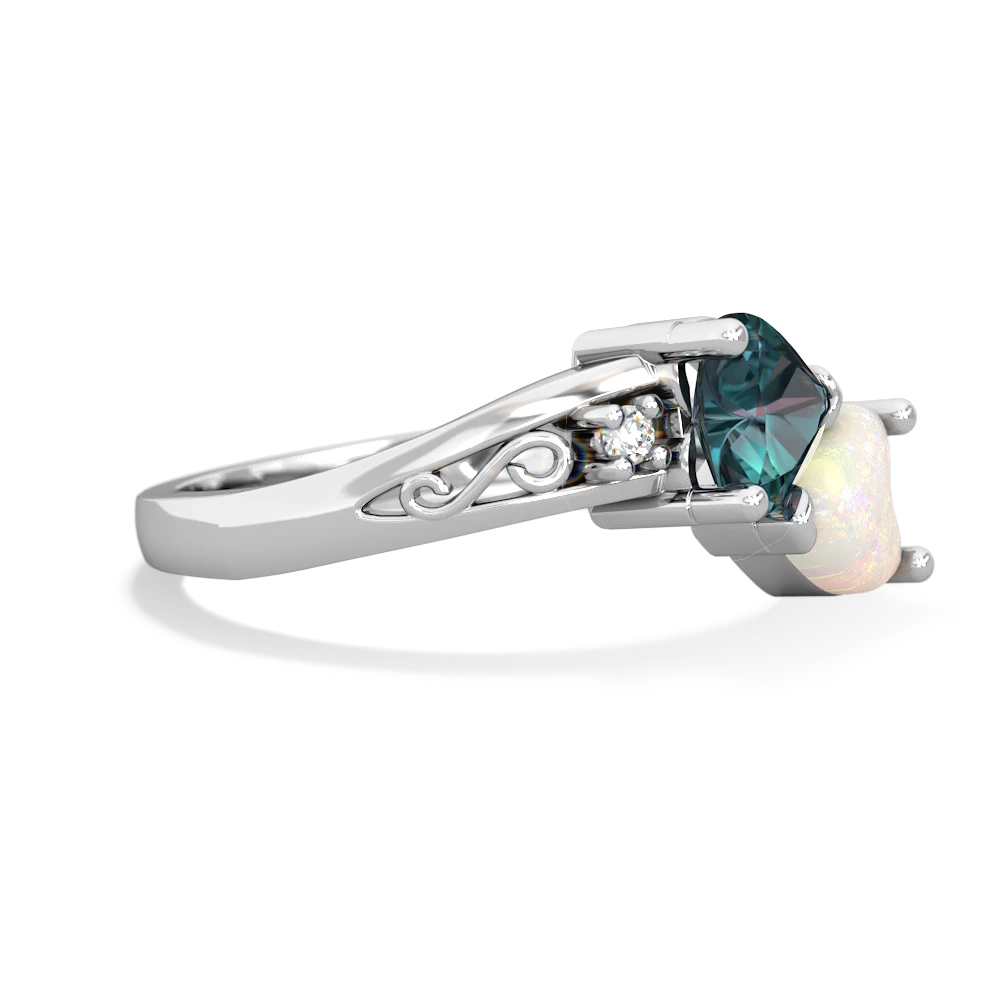 Alexandrite Snuggling Hearts 14K White Gold ring R2178