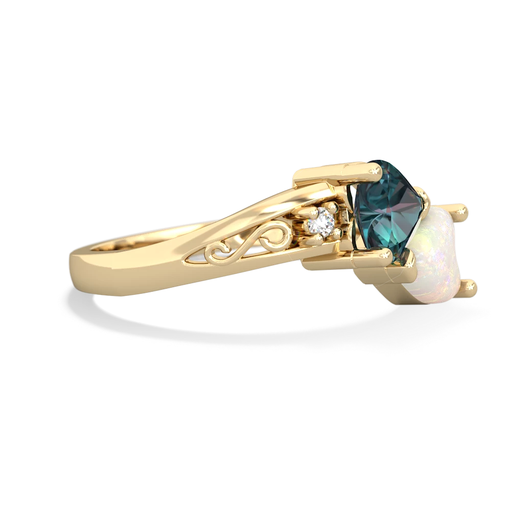 Alexandrite Snuggling Hearts 14K Yellow Gold ring R2178