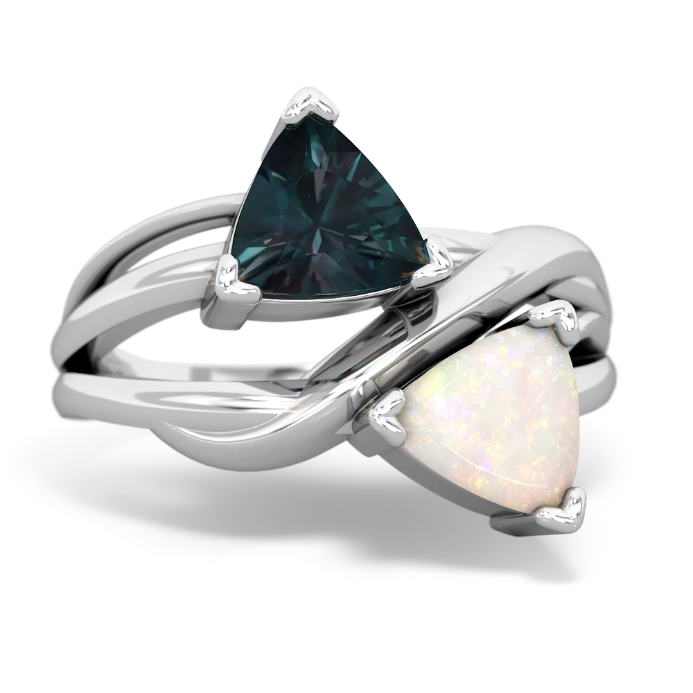 Alexandrite Split Band Swirl 14K White Gold ring R2341