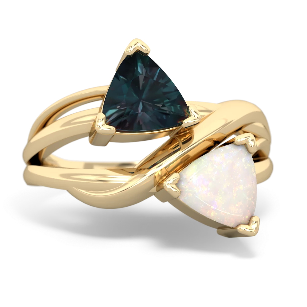 Alexandrite Split Band Swirl 14K Yellow Gold ring R2341