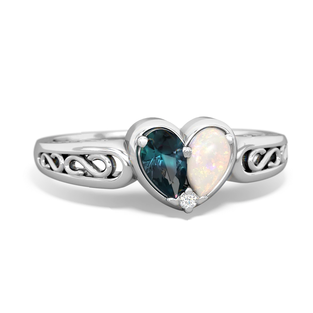 Alexandrite Filligree 'One Heart' 14K White Gold ring R5070