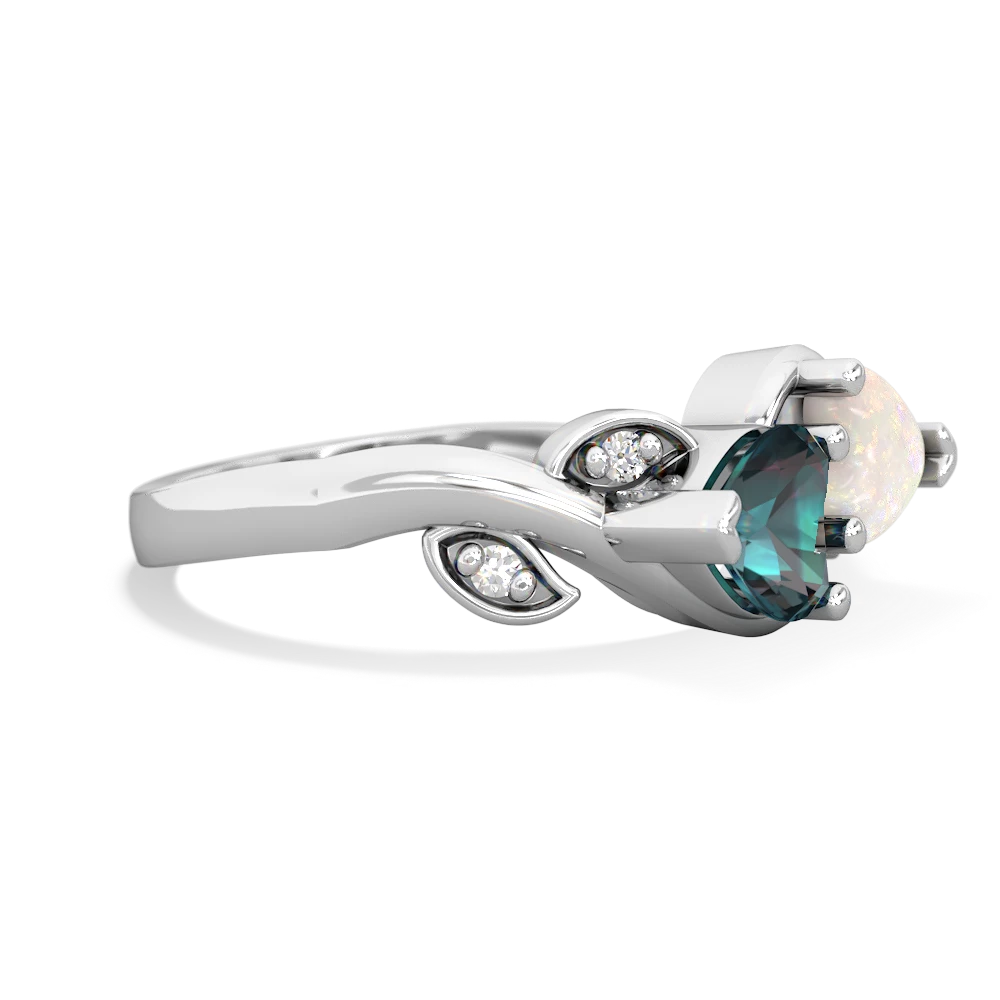 Alexandrite Floral Elegance 14K White Gold ring R5790