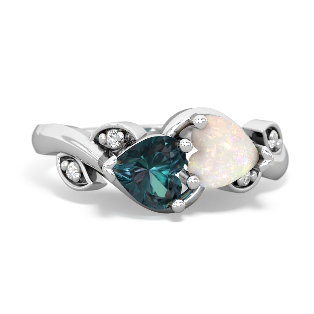 Alexandrite Floral Elegance 14K White Gold ring R5790