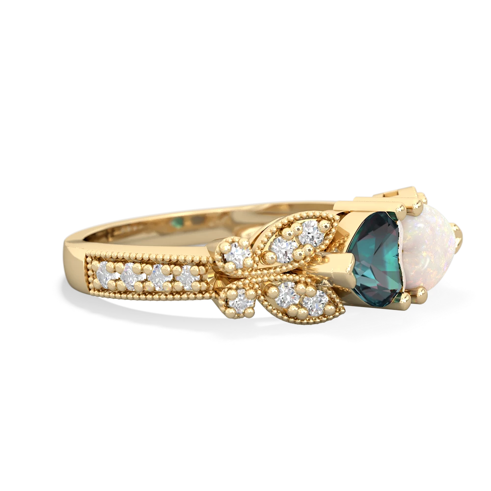 Alexandrite Diamond Butterflies 14K Yellow Gold ring R5601