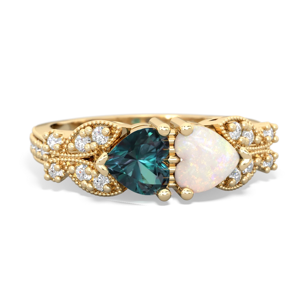 Alexandrite Diamond Butterflies 14K Yellow Gold ring R5601