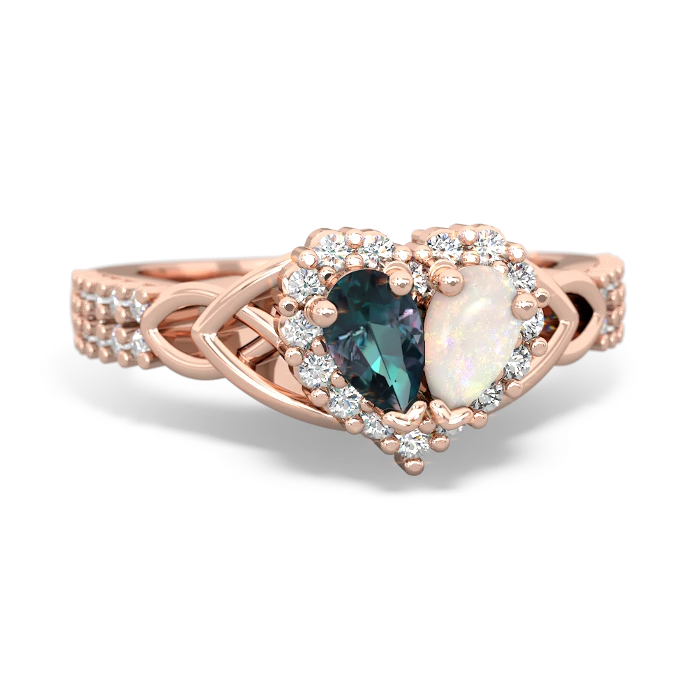 Alexandrite Celtic Knot Two Hearts As One 14K Rose Gold ring R2644HRT