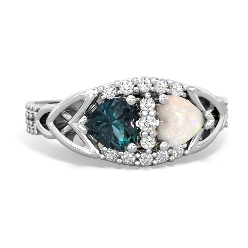 Alexandrite Sparkling Celtic Knot 14K White Gold ring R2645