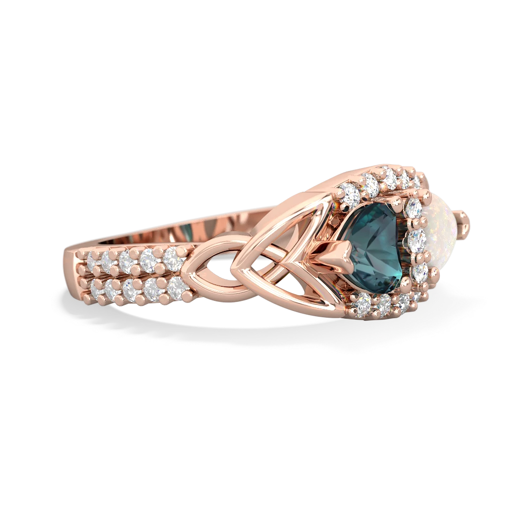 Alexandrite Sparkling Celtic Knot 14K Rose Gold ring R2645