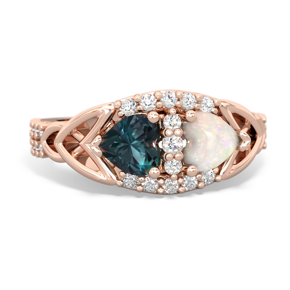 Alexandrite Sparkling Celtic Knot 14K Rose Gold ring R2645