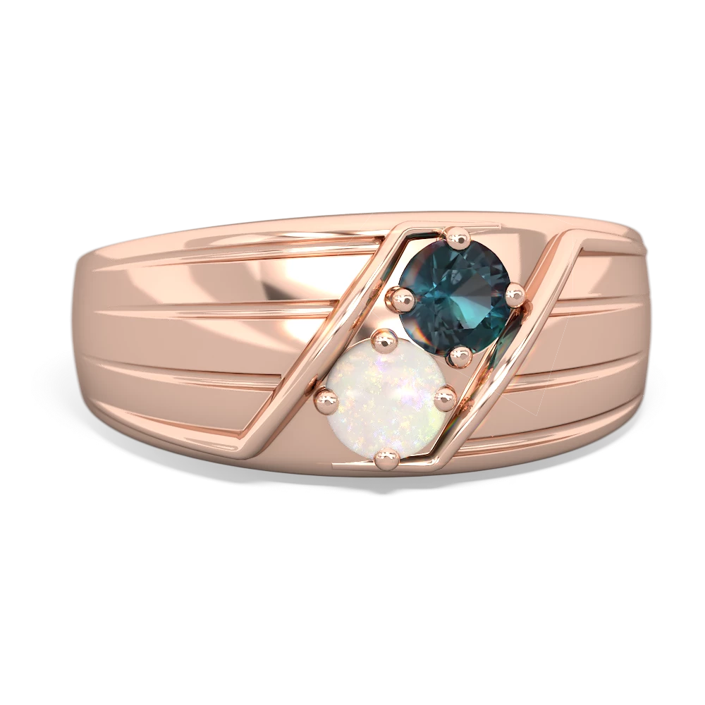 Alexandrite Men's Streamline 14K Rose Gold ring R0460