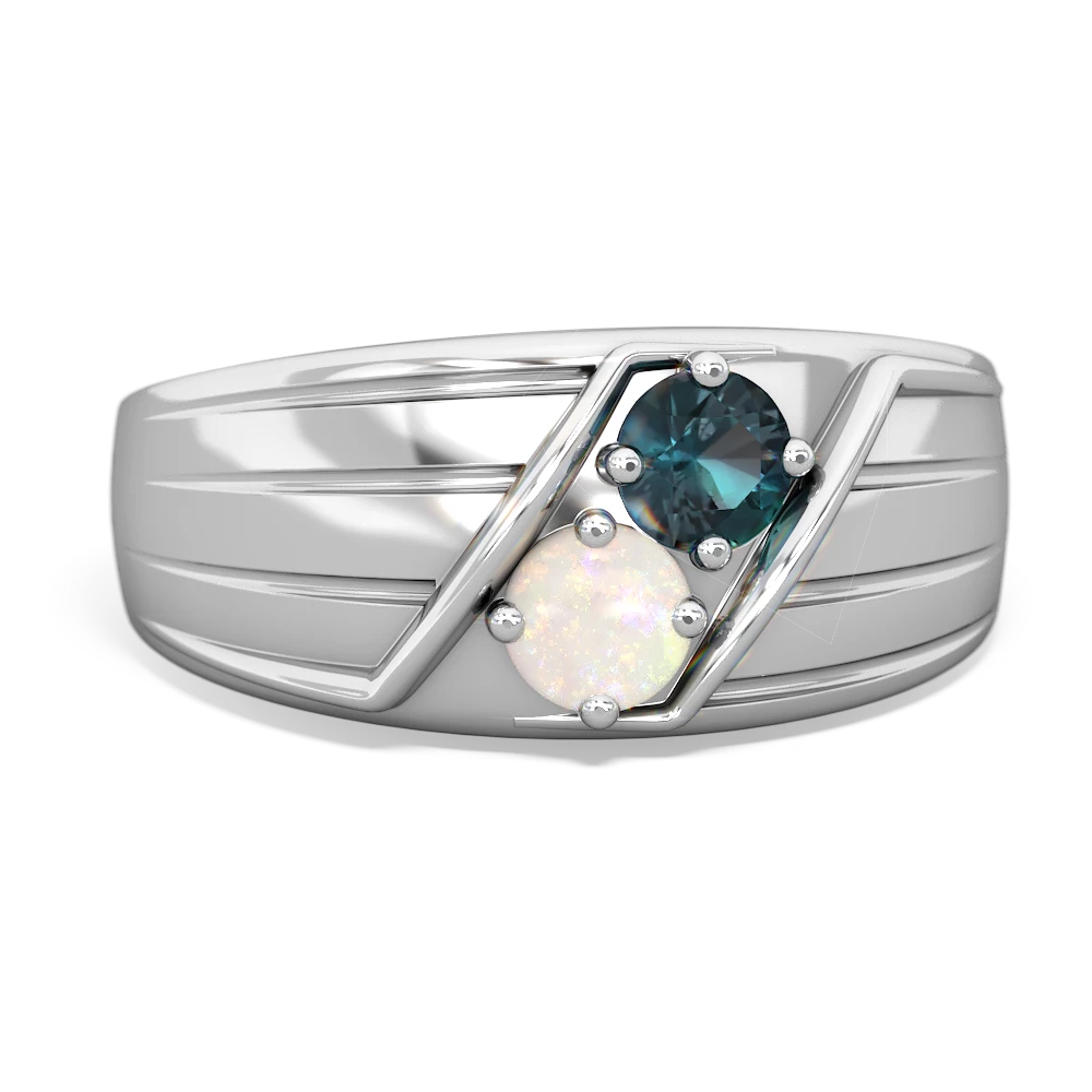 Alexandrite Men's Streamline 14K White Gold ring R0460