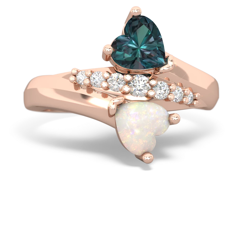 Alexandrite Heart To Heart 14K Rose Gold ring R2064