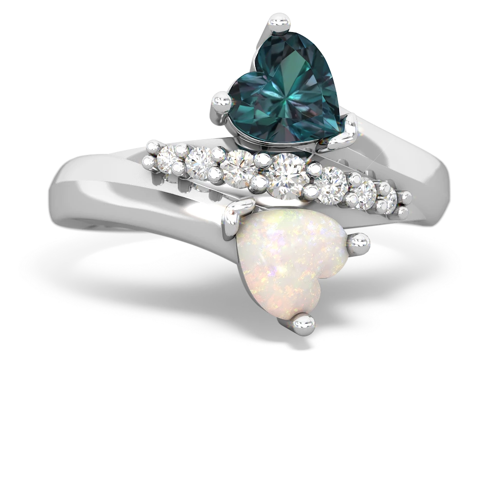 Alexandrite Heart To Heart 14K White Gold ring R2064