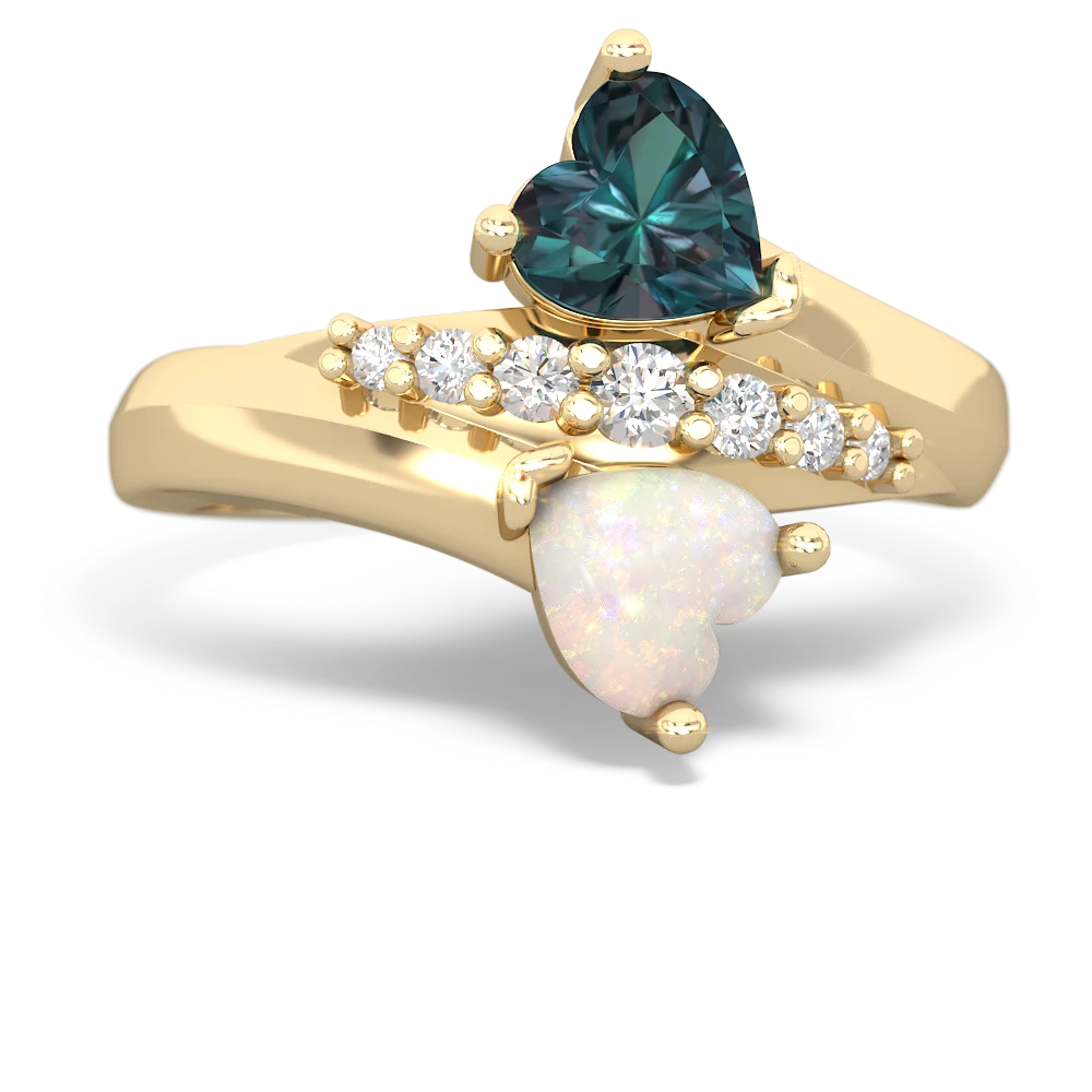 Alexandrite Heart To Heart 14K Yellow Gold ring R2064