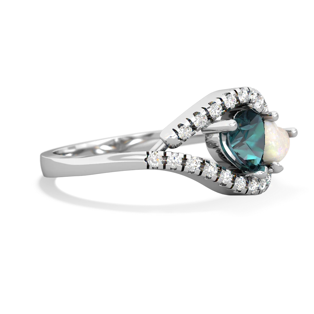 Alexandrite Mother And Child 14K White Gold ring R3010