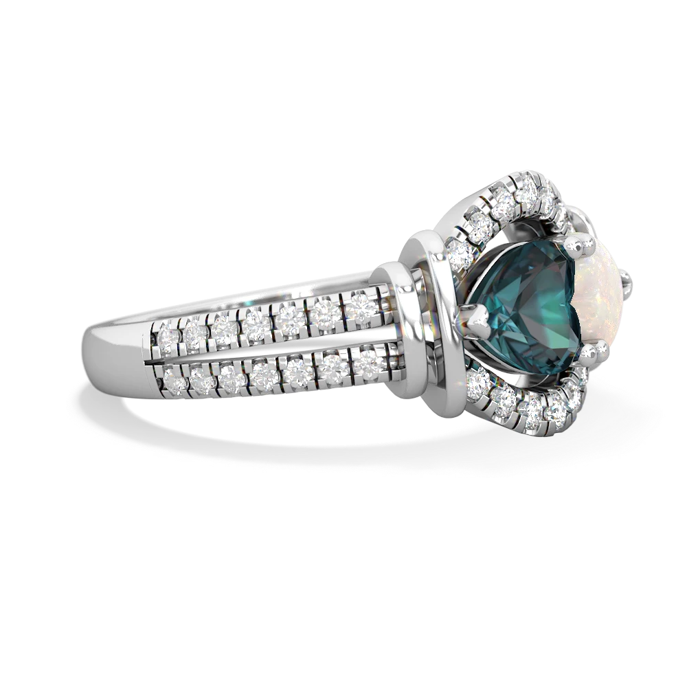 Alexandrite Art-Deco Keepsake 14K White Gold ring R5630