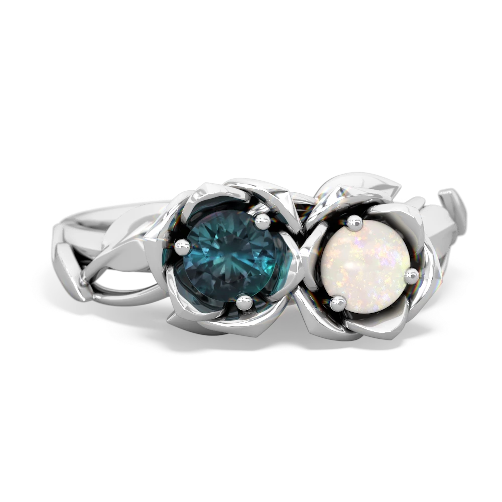 Alexandrite Rose Garden 14K White Gold ring R5510