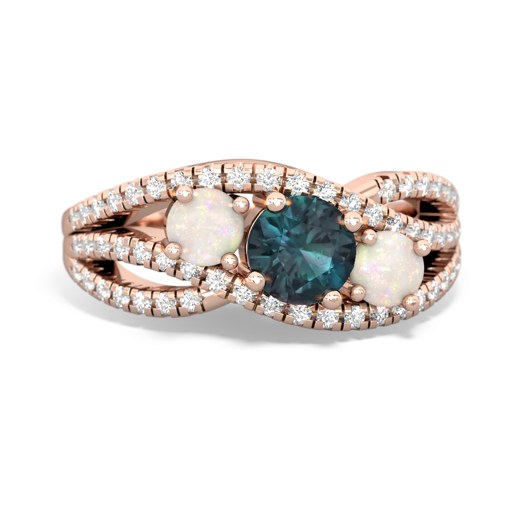 Alexandrite Three Stone Aurora 14K Rose Gold ring R3080