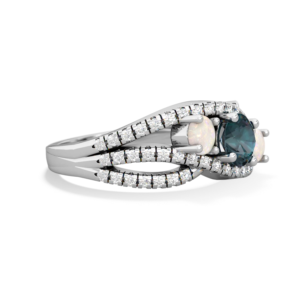 Alexandrite Three Stone Aurora 14K White Gold ring R3080