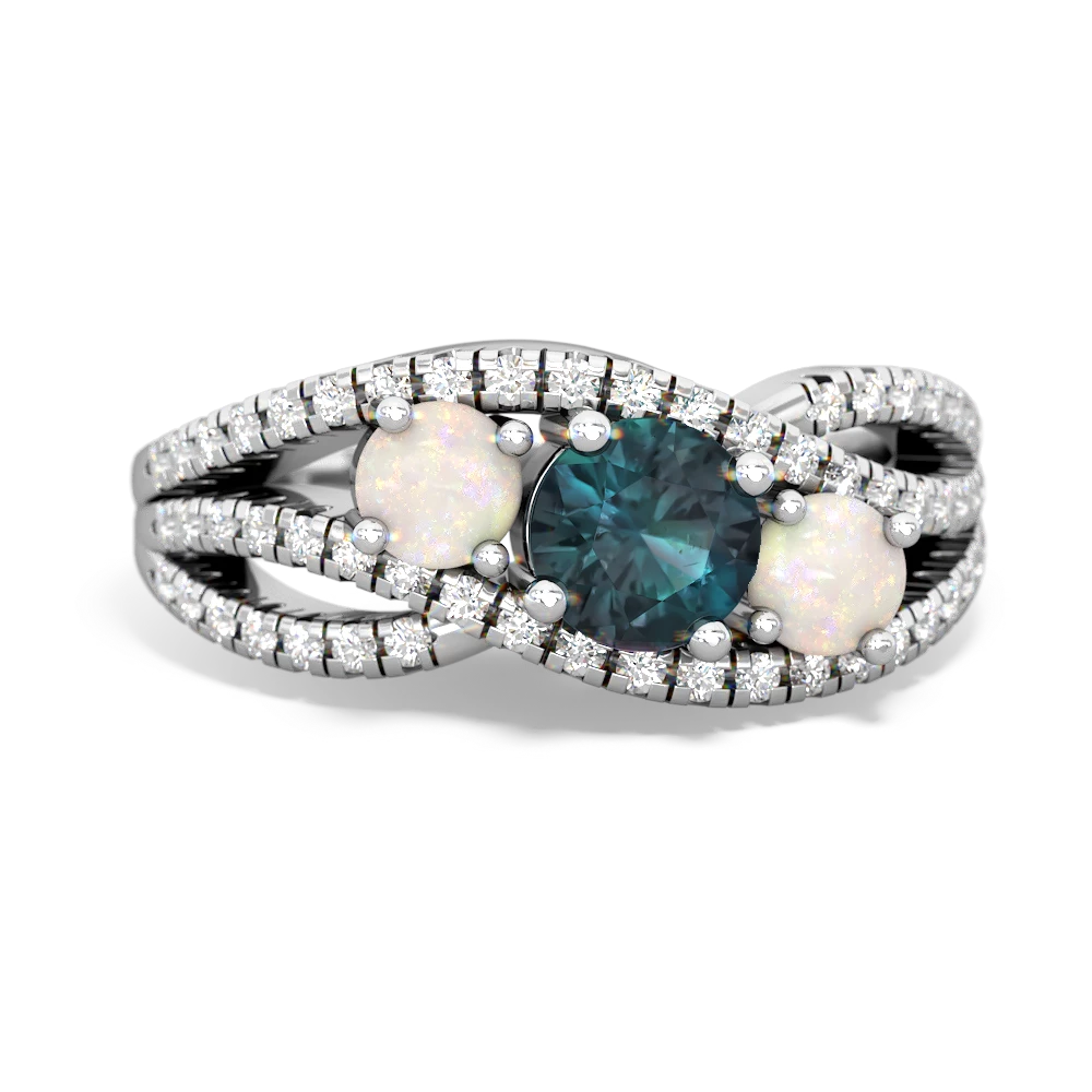 Alexandrite Three Stone Aurora 14K White Gold ring R3080