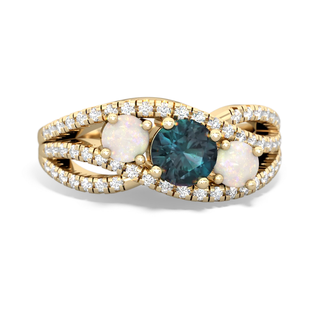 Alexandrite Three Stone Aurora 14K Yellow Gold ring R3080