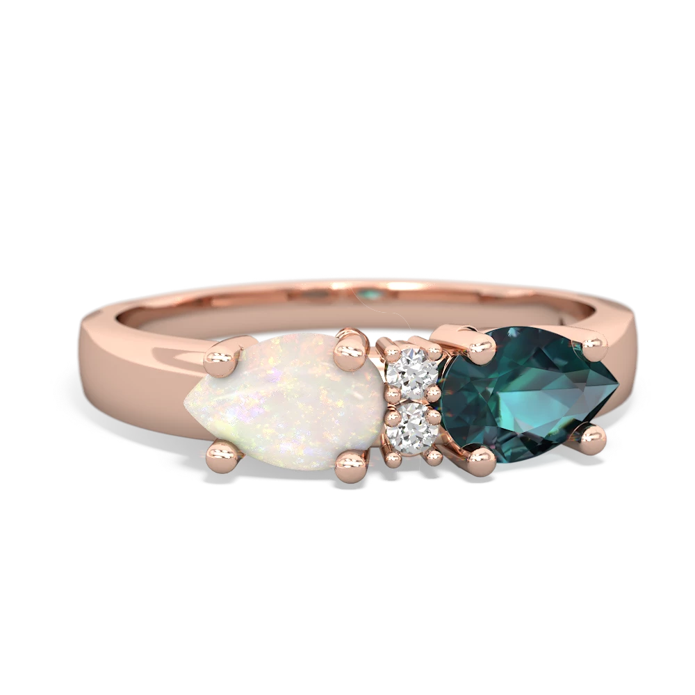 Alexandrite Pear Bowtie 14K Rose Gold ring R0865