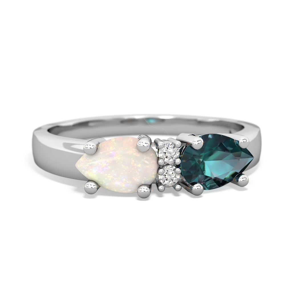 Alexandrite Pear Bowtie 14K White Gold ring R0865