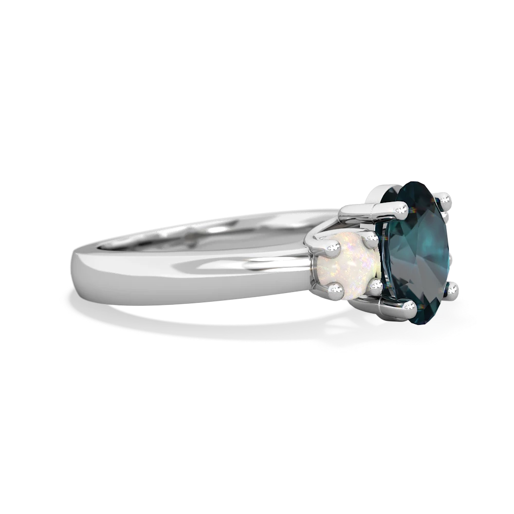 Alexandrite Three Stone Oval Trellis 14K White Gold ring R4024