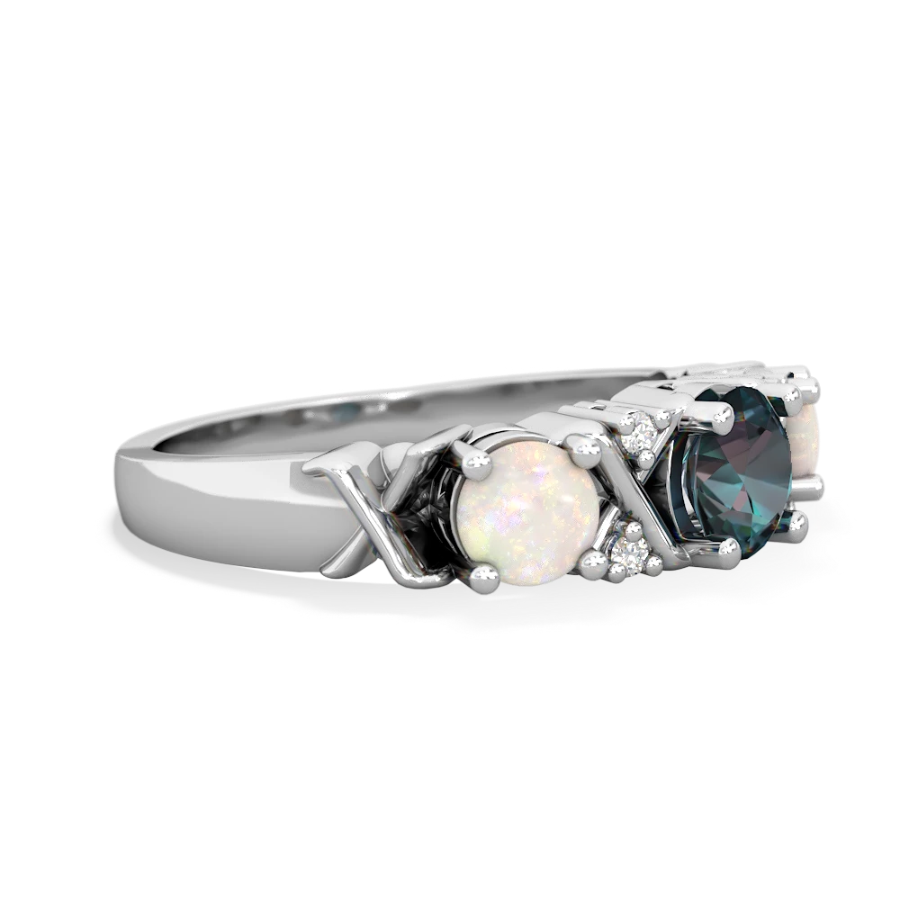 Alexandrite Hugs And Kisses 14K White Gold ring R5016