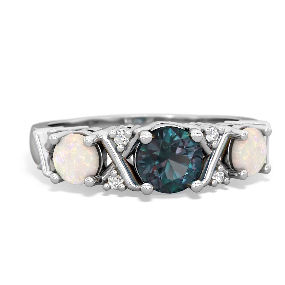 Alexandrite Hugs And Kisses 14K White Gold ring R5016