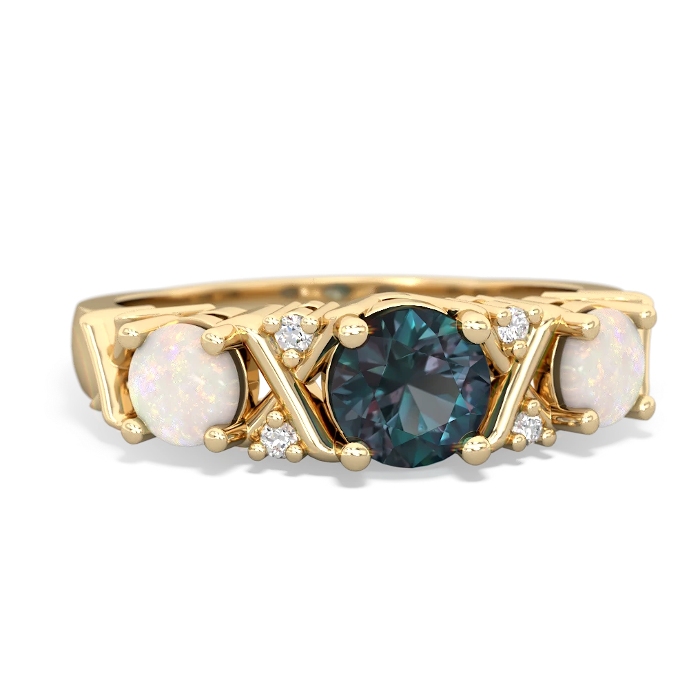 Alexandrite Hugs And Kisses 14K Yellow Gold ring R5016