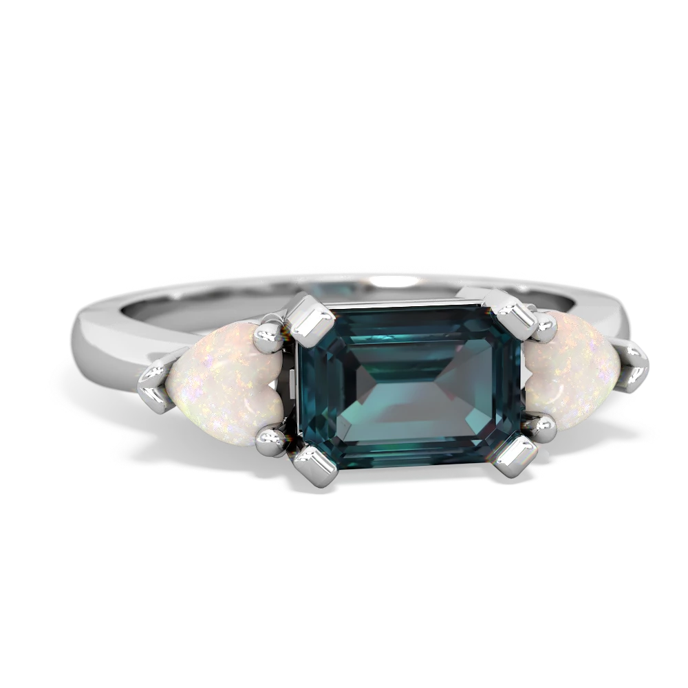 Alexandrite Three Stone 14K White Gold ring R5235