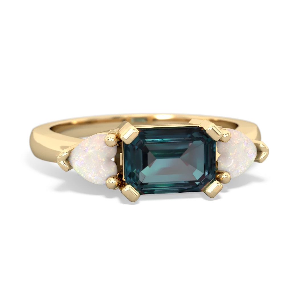 Alexandrite Three Stone 14K Yellow Gold ring R5235