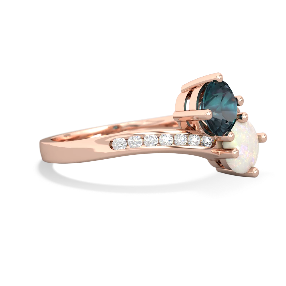 Alexandrite Channel Set Two Stone 14K Rose Gold ring R5303