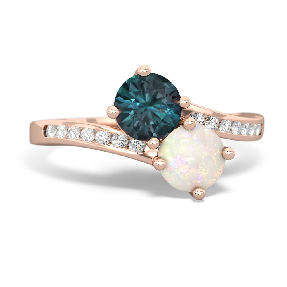 Alexandrite Channel Set Two Stone 14K Rose Gold ring R5303