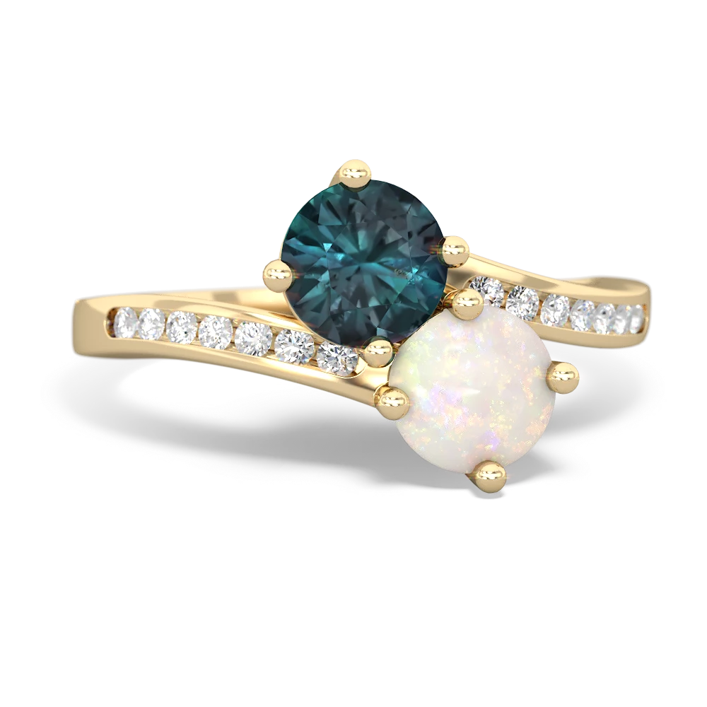 Alexandrite Channel Set Two Stone 14K Yellow Gold ring R5303