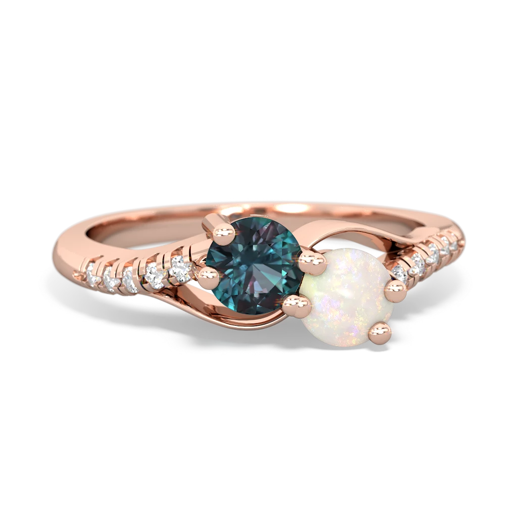 Alexandrite Infinity Pave Two Stone 14K Rose Gold ring R5285