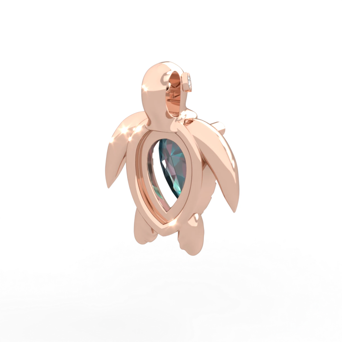 Alexandrite Baby Sea Turtle 14K Rose Gold pendant P5241