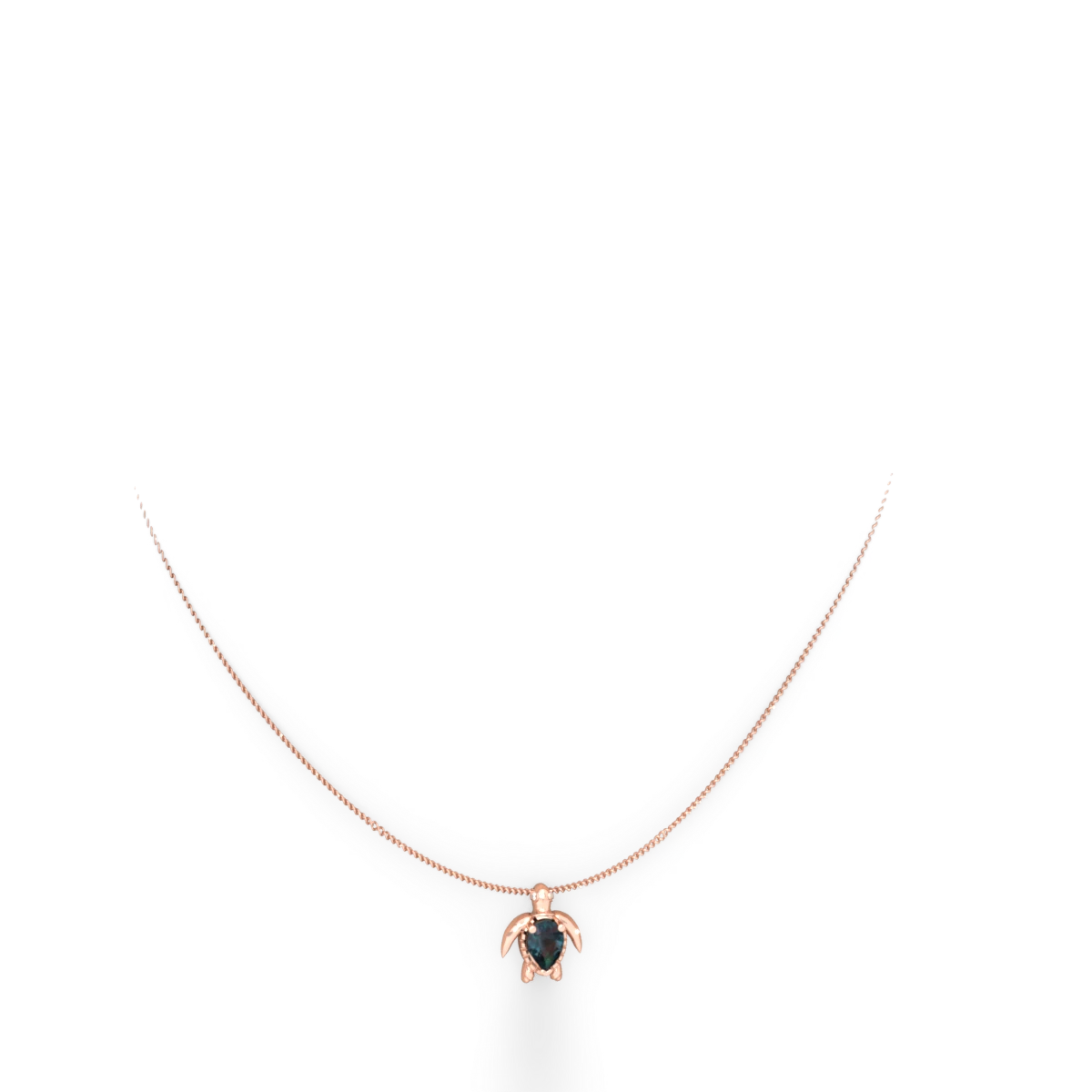 Alexandrite Baby Sea Turtle 14K Rose Gold pendant P5241