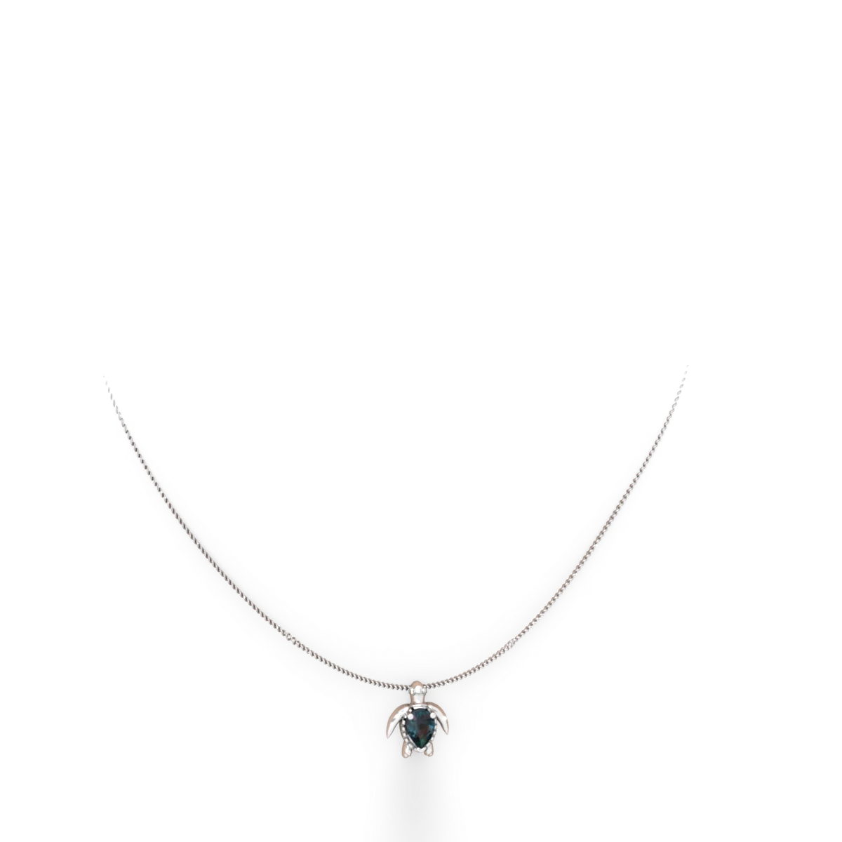 Alexandrite Baby Sea Turtle 14K White Gold pendant P5241