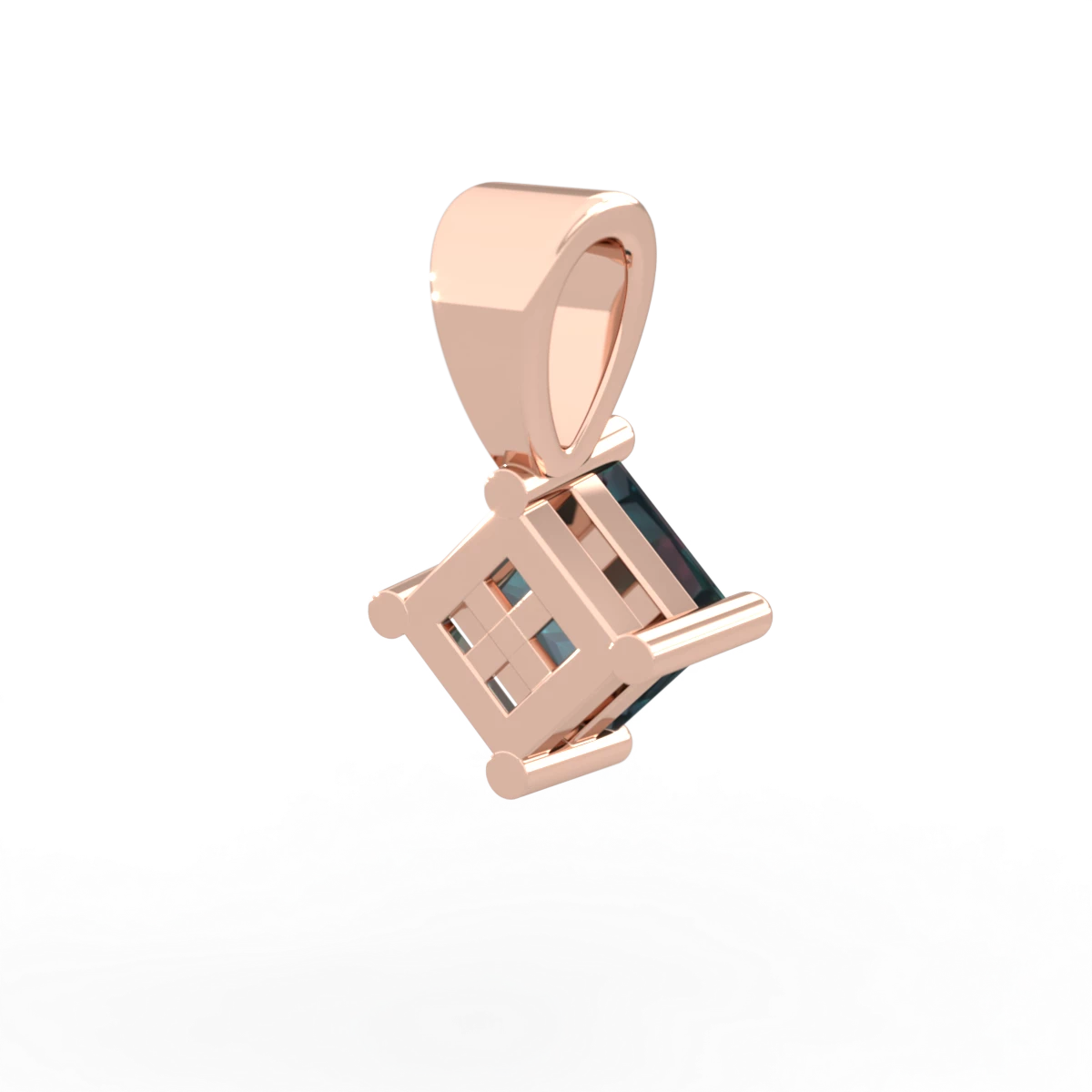 Alexandrite 5Mm Princess Solitaire 14K Rose Gold pendant P1789