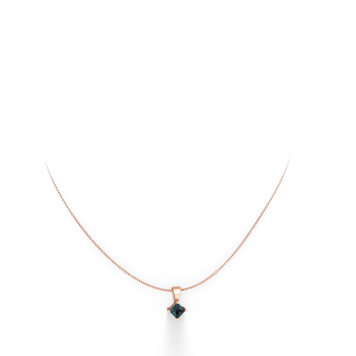 Alexandrite 5Mm Princess Solitaire 14K Rose Gold pendant P1789